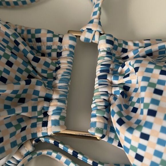 Minkpink Zephyr Blue Multi Bandeau Halter Bikini Size Large NWT - Picture 8 of 10